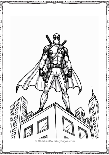 Deadpool Superhero On A City Skyline Free PDF Printable