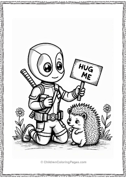 Deadpool With A Cute Hedgehog Free PDF Printable