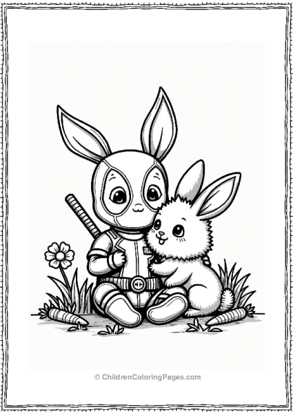 Deadpool With A Fluffy Rabbit Free PDF Printable