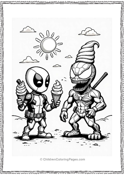 Deadpool’s Ice Cream Battle With Venom Free PDF Printable