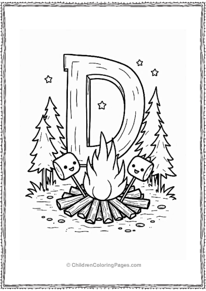 Delicious Marshmallow Campfire Scene Free PDF Printable