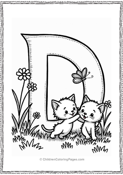 Delighted Kittens Chasing A Butterfly Free PDF Printable