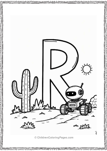 Desert Rover Robot In A Minimalist Landscape Free PDF Printable