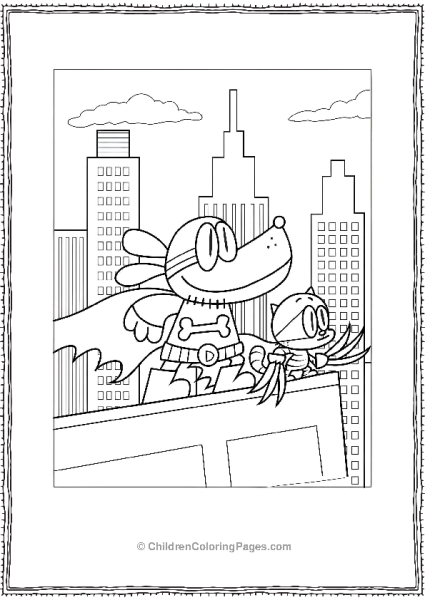 Dog Man And Petey On Top Of A Building Free PDF Printable