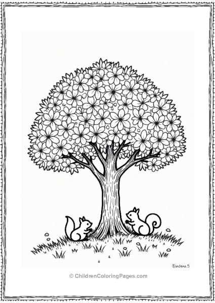 Dogwood Tree With Squirrels And Flowers Free PDF Printable