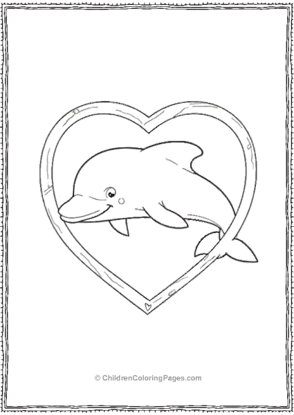 Dolphin Jumping Through A Heart Hoop Free PDF Printable