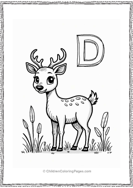 Doodle Deer In A Meadow Free PDF Printable