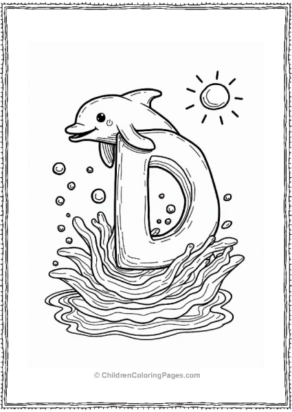 Doodle Dolphin Jumping Over A Wave Free PDF Printable