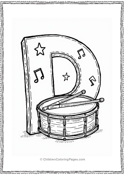 Doodle Drum With Musical Notes And Stars Free PDF Printable