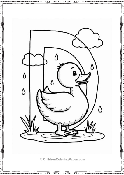 Doodle Duck In A Puddle Free PDF Printable