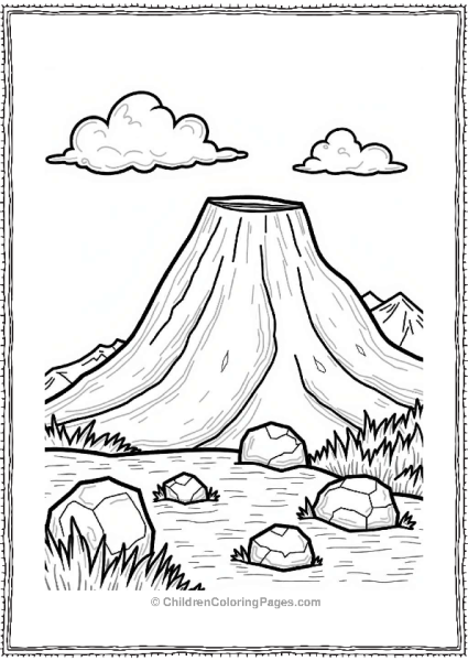 Dormant Volcano In A Rocky Landscape Free PDF Printable