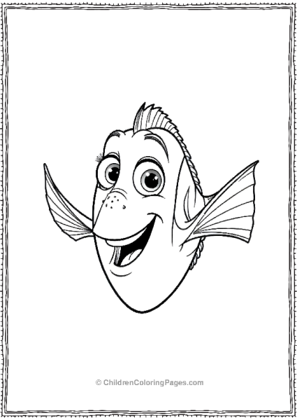 Dory Looking Cheerful Finding Nemo Coloring Page Free PDF Printable