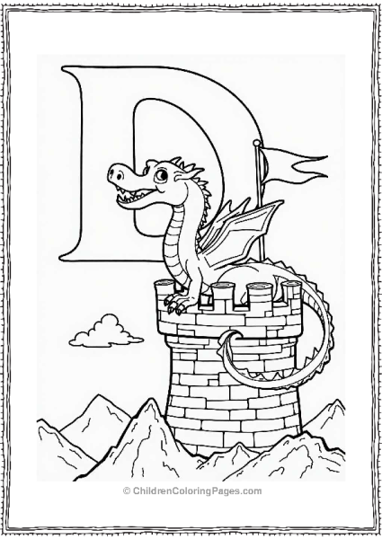 Dragon And Castle Coloring Page Free PDF Printable