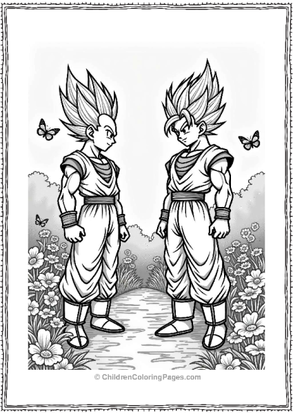 Dragon Ball Z Character And Dragon Ball Z CharacterFusing In A Vibrant Garden Free PDF Printable