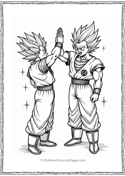 Dragon Ball Z Character And Dragon Ball Z CharacterHigh Fiving After Victory Free PDF Printable