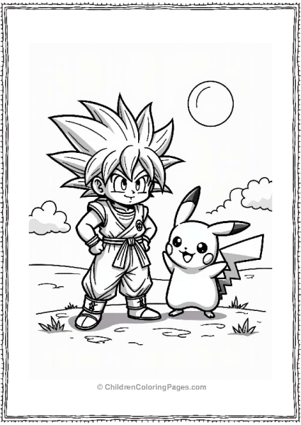 Dragon Ball Z Character Meets Pikachu Under The Sun Free PDF Printable