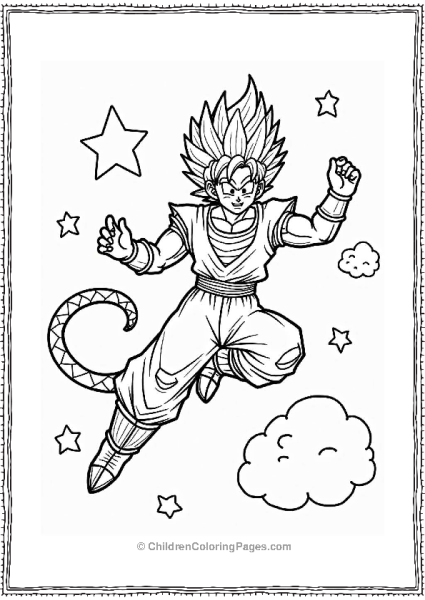 Dragon Ball Z Character Soaring Among Stars And Dragon Balls Free PDF Printable