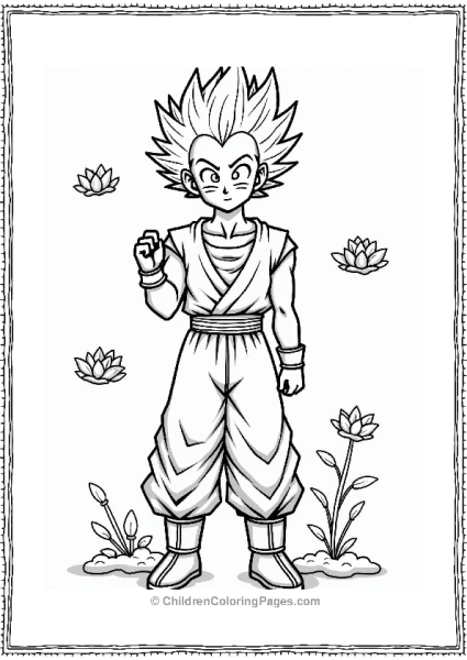 Dragon Ball Z Character Surrounded By Lotus Flowers Free PDF Printable