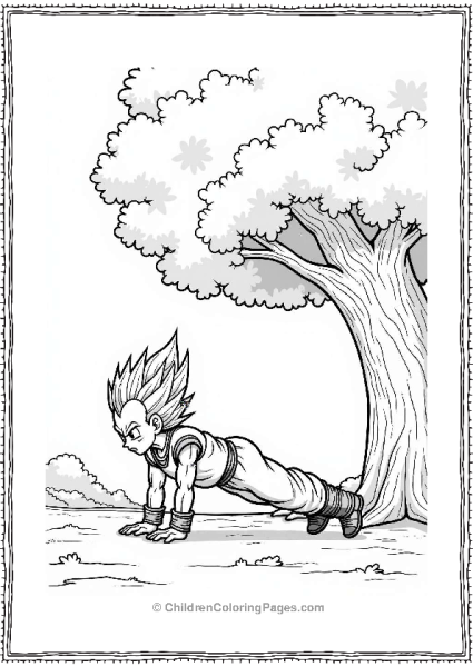 Dragon Ball Z Character Training Under A Tree Free PDF Printable