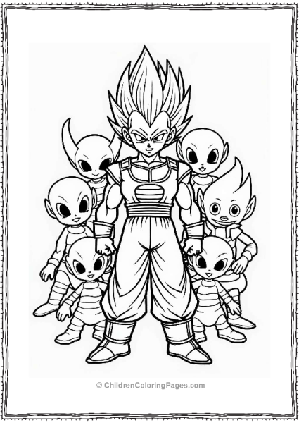 Dragon Ball Z Character With Friendly Alien Creatures Free PDF Printable