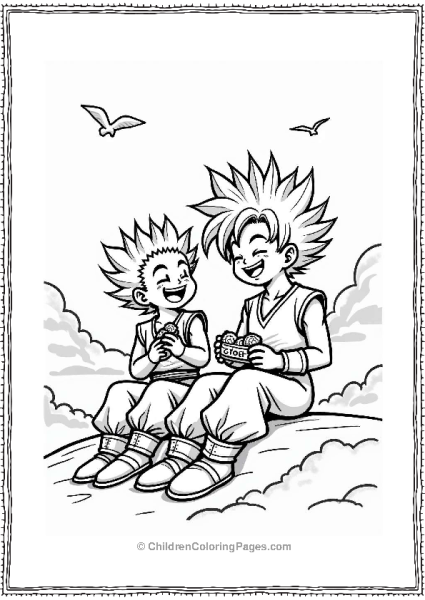 Dragon Ball Z Characters And Goten Laughing On A Hill Free PDF Printable