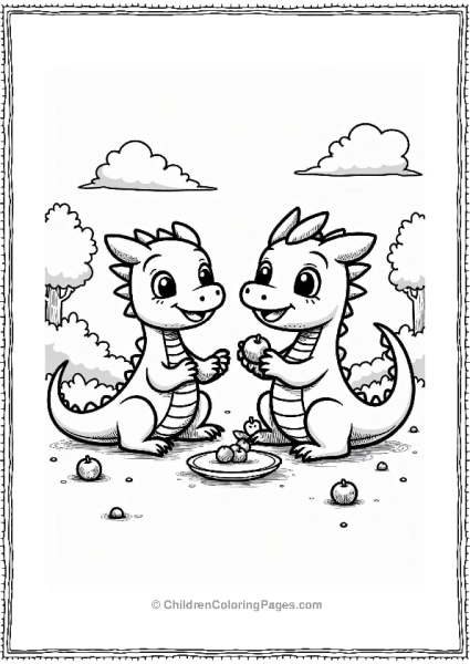 Dragon Friends Sharing Snacks Free PDF Printable