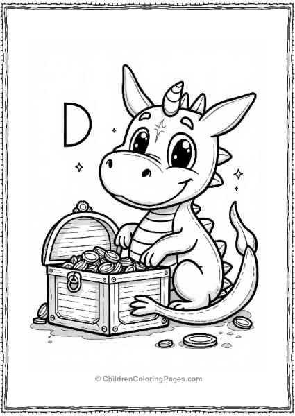 Dragon With Treasure Chest Free PDF Printable