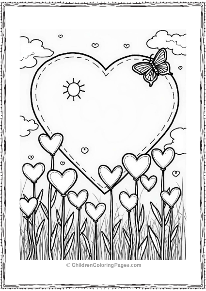 Dreamy Heart Garden With Butterflies Free PDF Printable