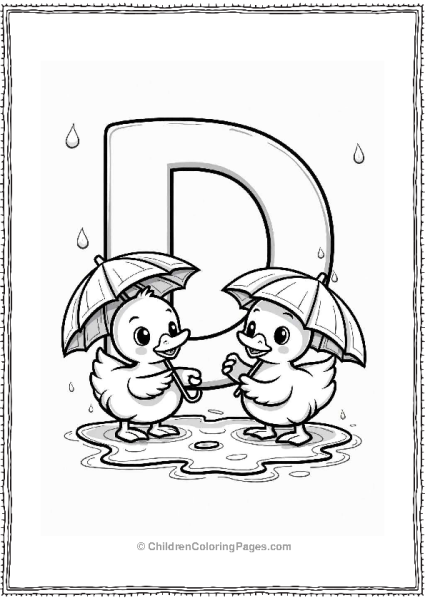 Ducks With Umbrellas In The Rain Free PDF Printable