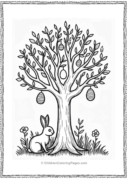 Easter Egg Tree With Bunny Free PDF Printable