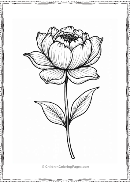 Elegant Peony Flower Coloring Page Free PDF Printable