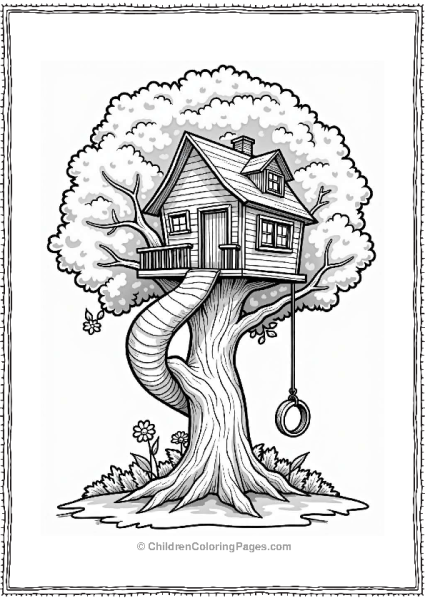 Enchanted Treehouse With Slide And Swing Free PDF Printable