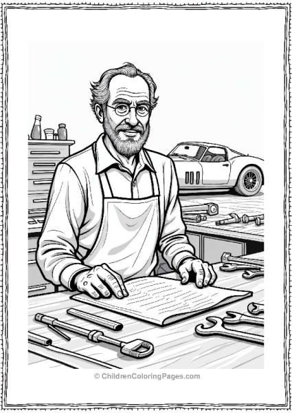 Enzo Ferrari In His Workshop Free PDF Printable