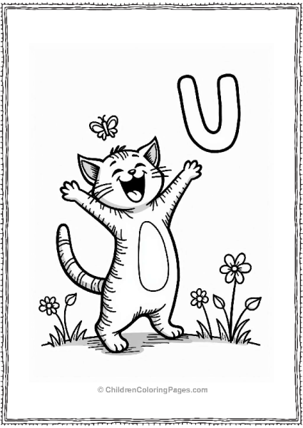 Excited Cat Reaching For A Butterfly Free PDF Printable