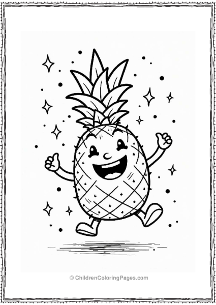 Excited Pineapple With Confetti Free PDF Printable