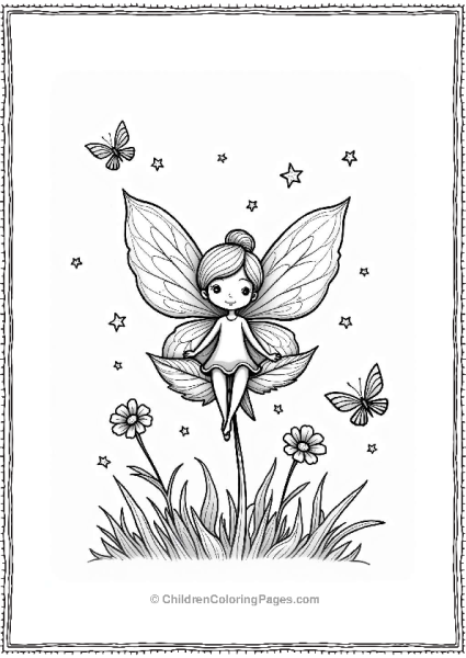 Fairy On A Leaf With Sparkles Free PDF Printable