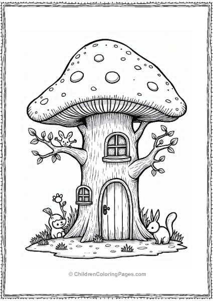 Fairytale Treehouse With Whimsical Creatures Free PDF Printable