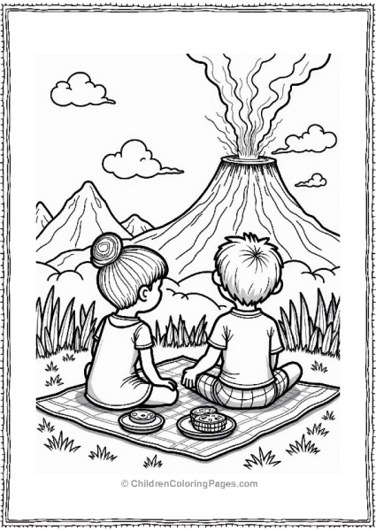 Family Picnic By Erupting Volcano Free PDF Printable