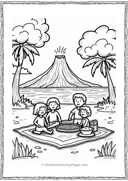 Family Picnic On A Volcanic Island Free PDF Printable