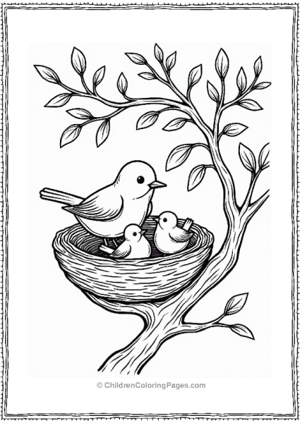 Family Of Birds In A Tree Nest Free PDF Printable