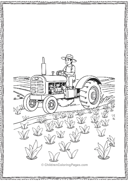 Farmer Driving Old Tractor Free PDF Printable