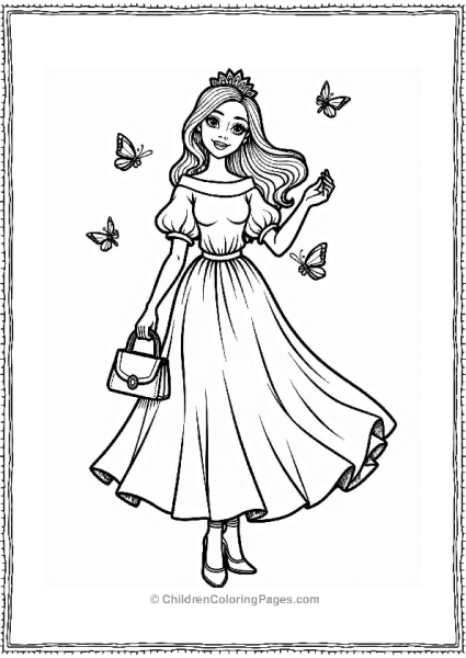 Fashionable Princess With Butterflies Free PDF Printable