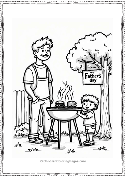 Father And Child Barbecue Celebration Free PDF Printable