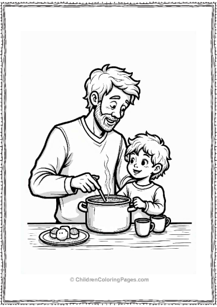 Father And Child Brewing Hot Chocolate Free PDF Printable