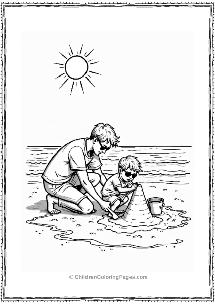 Father And Child Building A Sandcastle Free PDF Printable