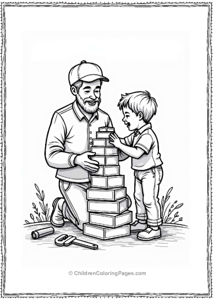 Father And Child Building Together Free PDF Printable