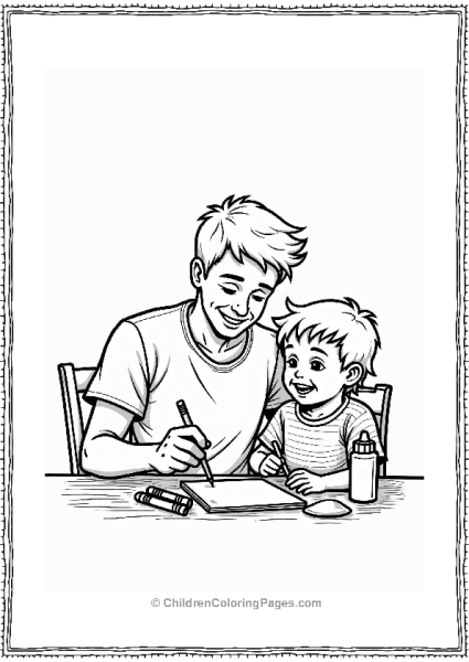 Father And Child Crafting A Father’s Day Card Free PDF Printable