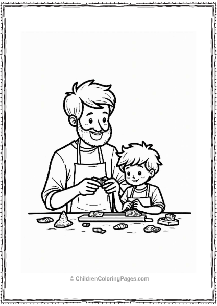 Father And Child Crafting With Clay Free PDF Printable