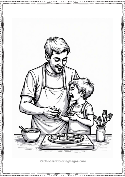 Father And Child Decorating Cookies Free PDF Printable