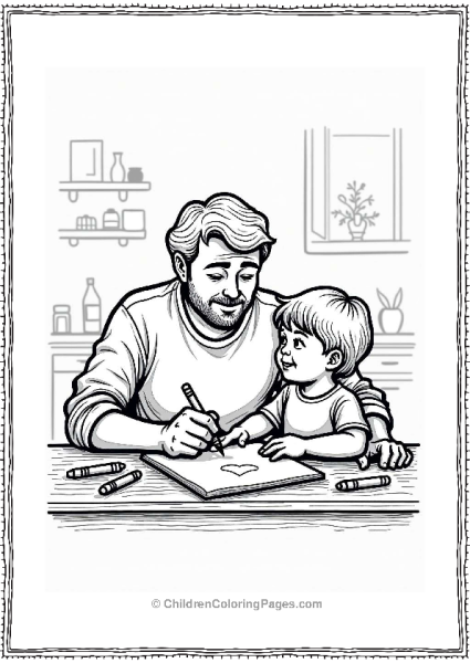 Father And Child Drawing Together Free PDF Printable